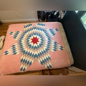 Vintage Hand-Quilted Lone Star Quilt – 65” x 73”